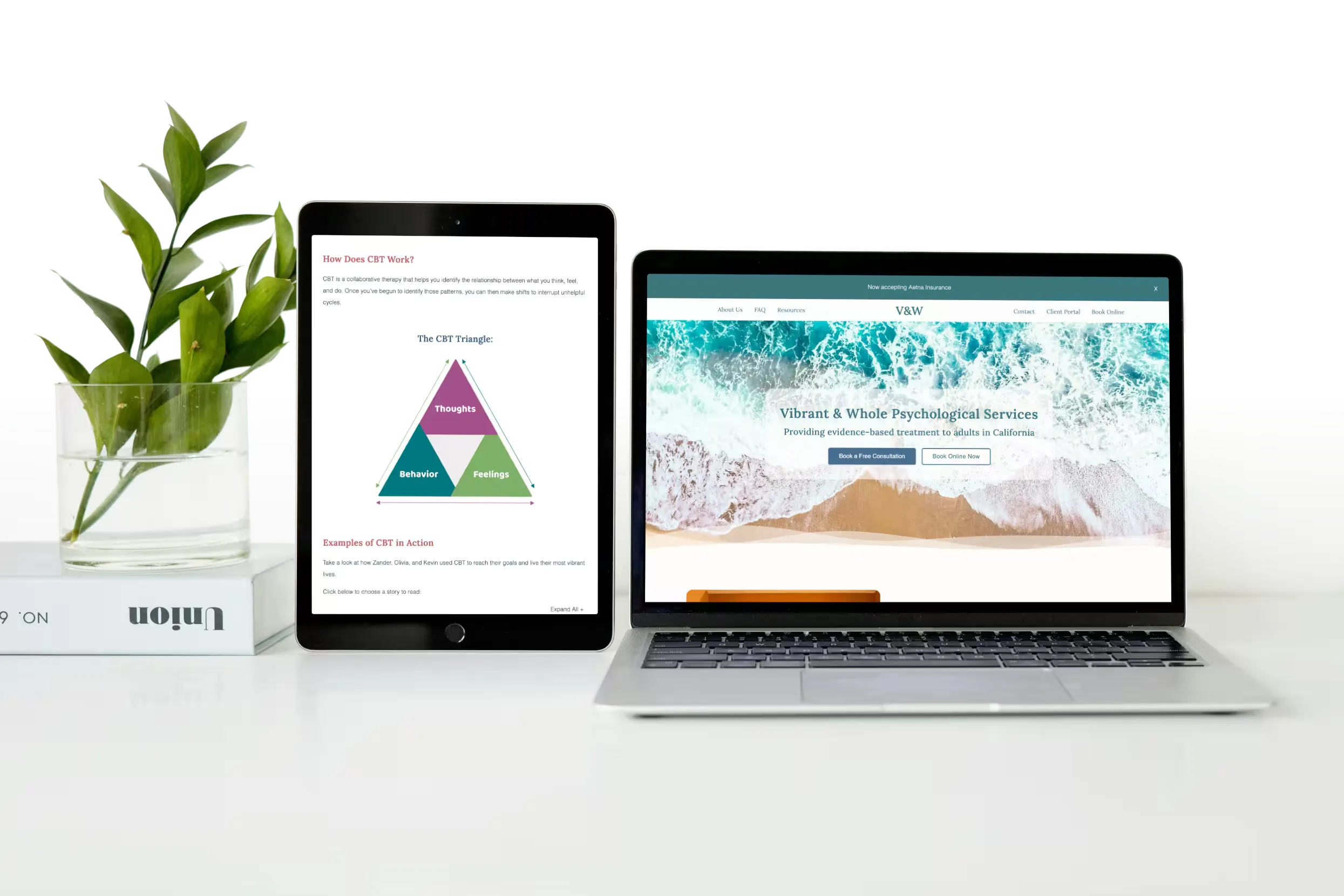 A demo website shown on a laptop and tablet